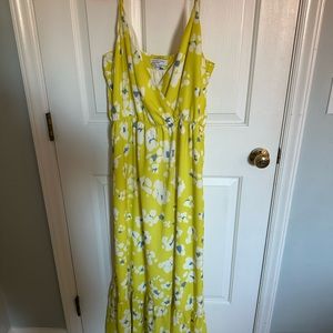 Bright yellow and cheetah print dress